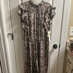 BNWT 1State Snake-Print Ruffle Sleeve Jumpsuit